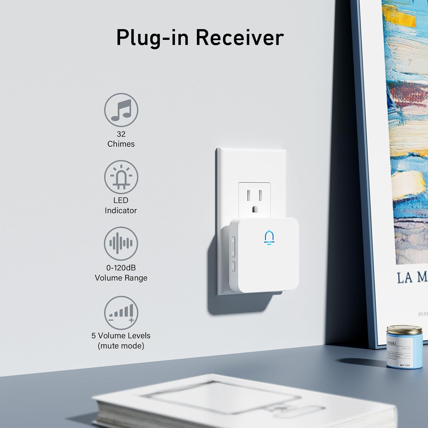 Wireless Doorbell 2 Buttons - Hassle-Free Installation, 1000Ft Range, Adjustable