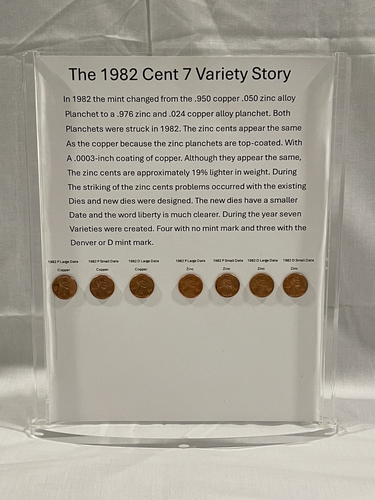 1982 P,D Lincoln Memorial Cent (UNCIRCULATED) L/D, S/D Zinc, Copper Set (READ!)
