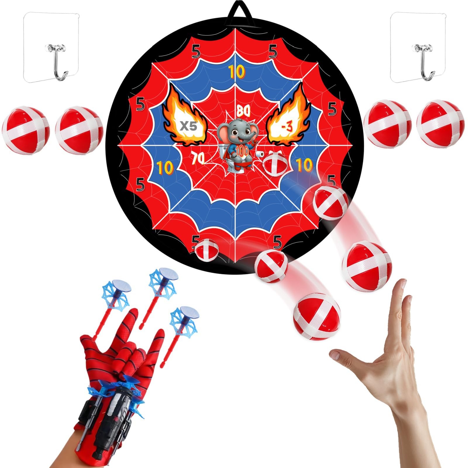 Spiders Web Shooter ，Spider Toys for Boys 4-6，Boys 6-8 Years Red