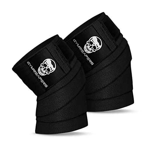 Knee Wraps for Squats and Powerlifting 72 Inch Compression Wraps with Black