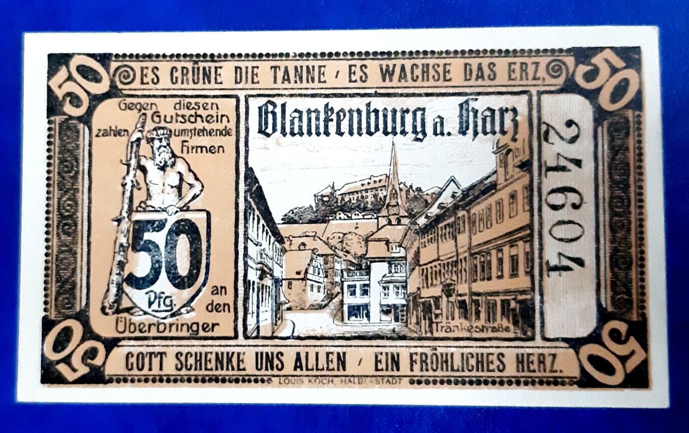 BLANKENBURG NOTGELD 50 PFENNIG 1920 EMERGENCY MONEY GERMANY BANKNOTE (26681)