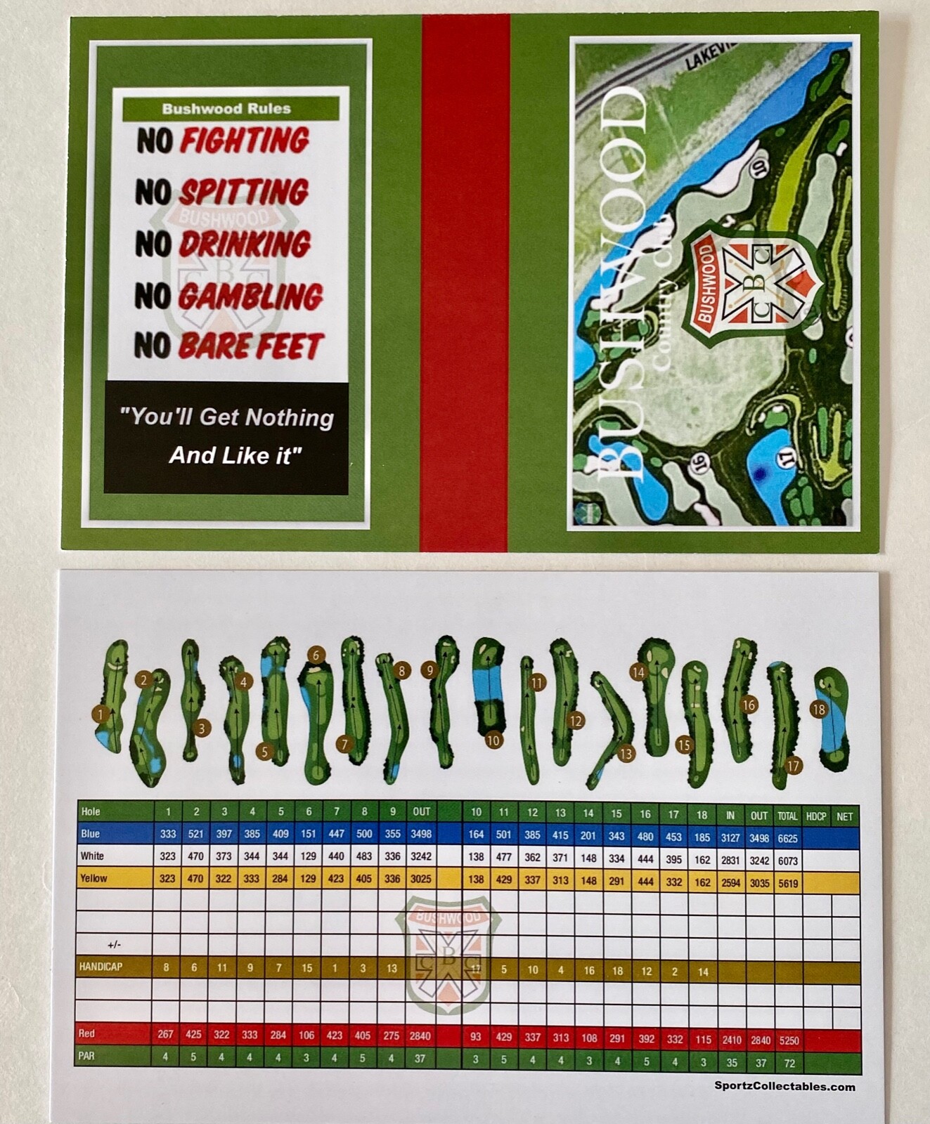 6  Bushwood Country Club - CaddyShack - Golf Course ScoreCards