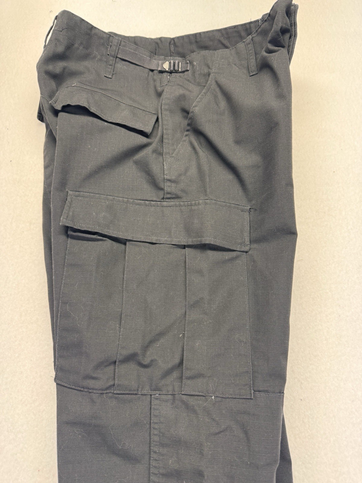 Propper Cargo Pants Black Ripstop Tactical 65%Poly 35%Cotton Button Fly Sm Reg