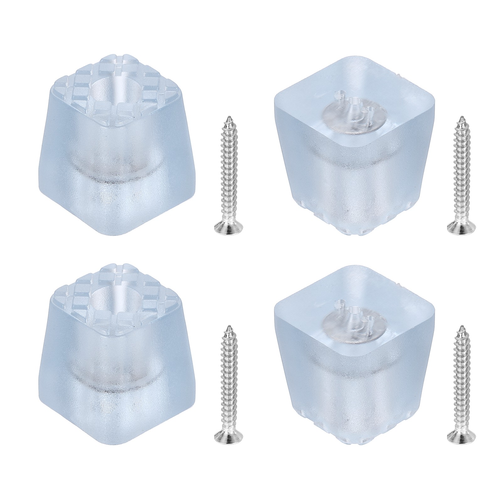 4Pcs Furniture Pads, 1.18" W x 1.18" H Square Non Slip Feet with Screw, Clear