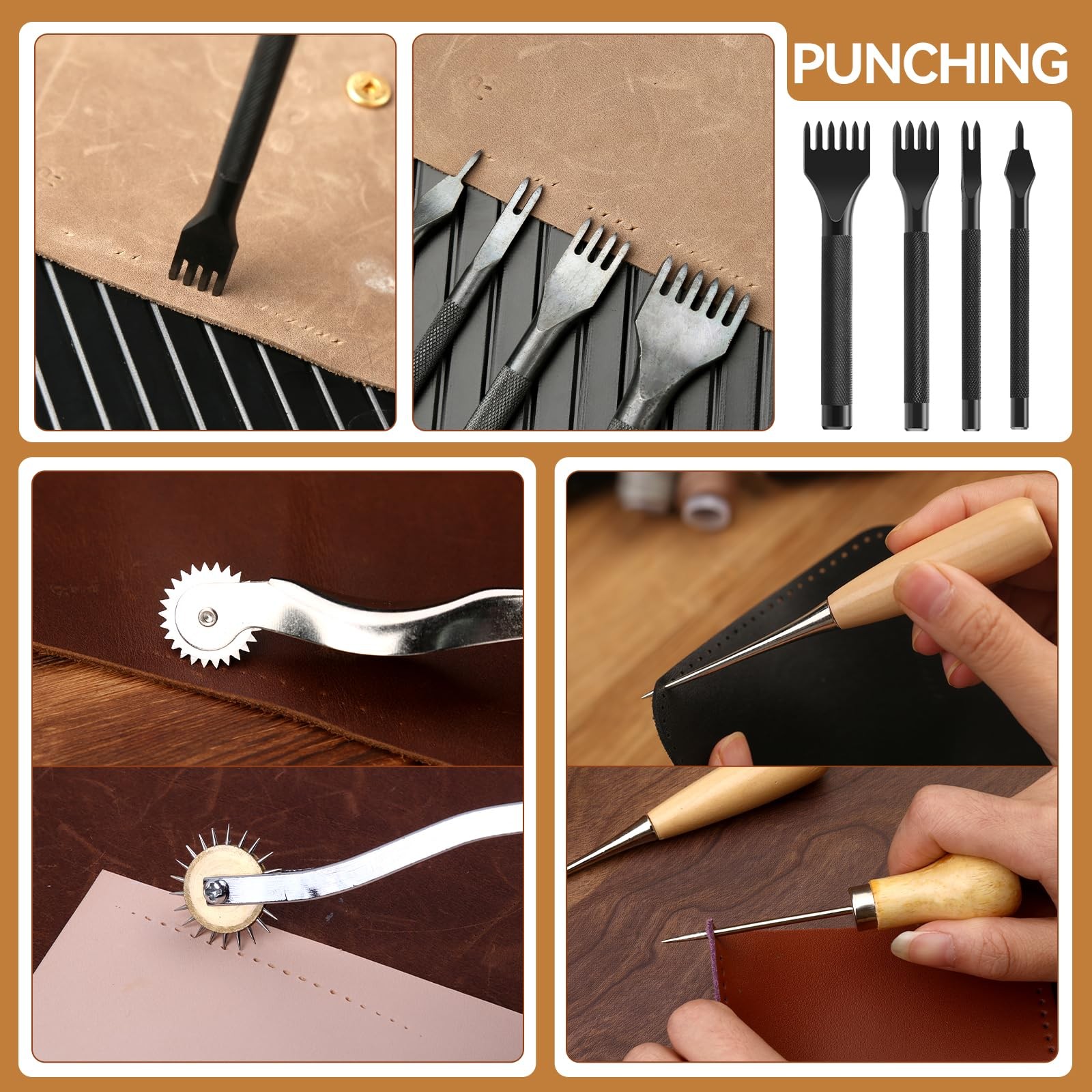 60 Pcs Leather Working Kit, Sewing, Craft Tools & Storage Bag