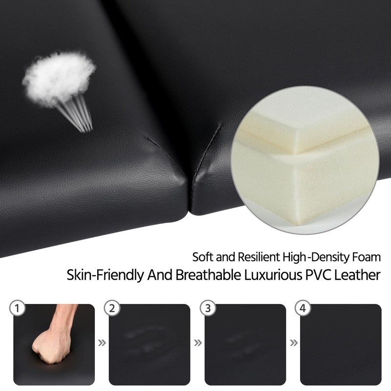 Portable Foldable Spa Bed Adjustable Massage Table Easy Setup W/ Headrest New