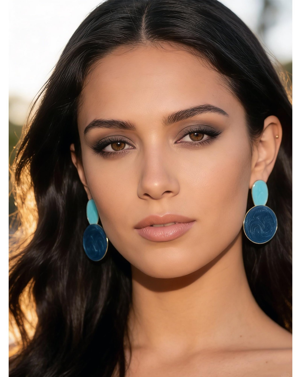 Unique Gold Statement Chunky Dangle Earrings for - Blue Vacation