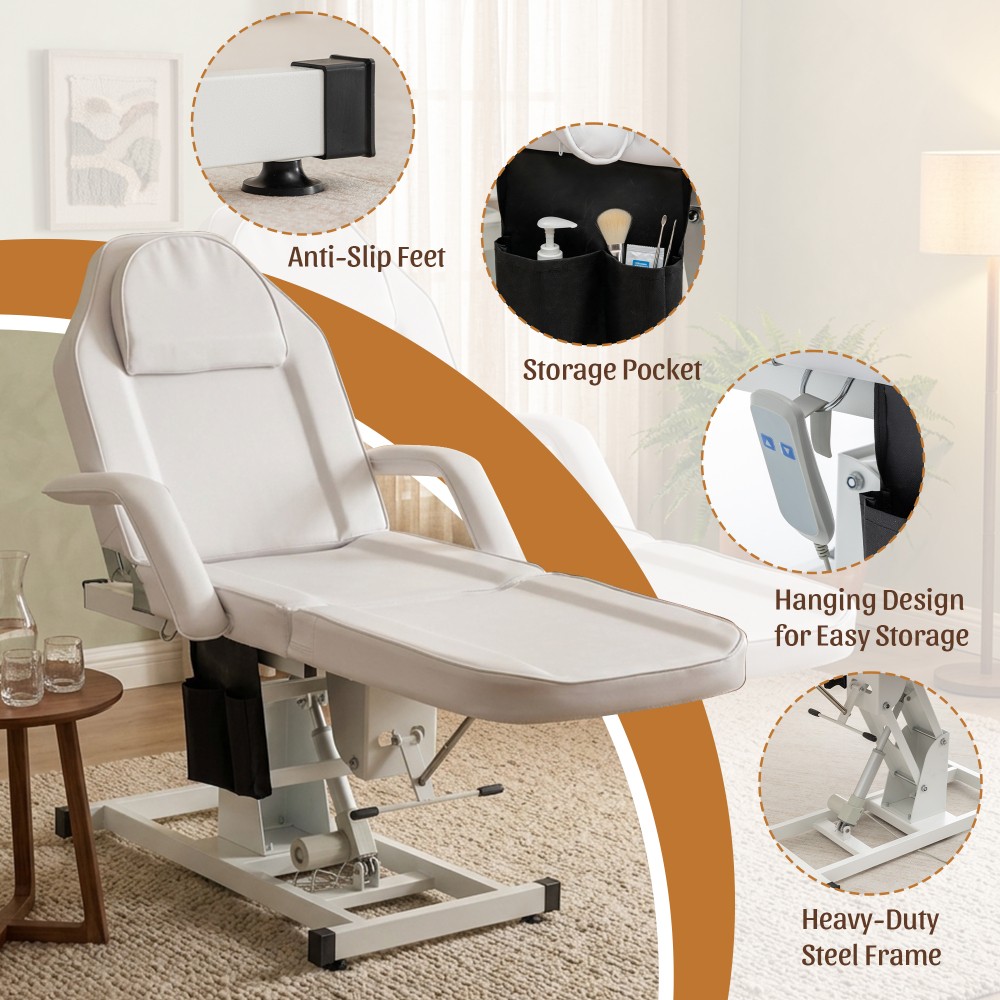Electric Salon Bed 440LBS Massage Table Remote Control Adjustable PU Leather
