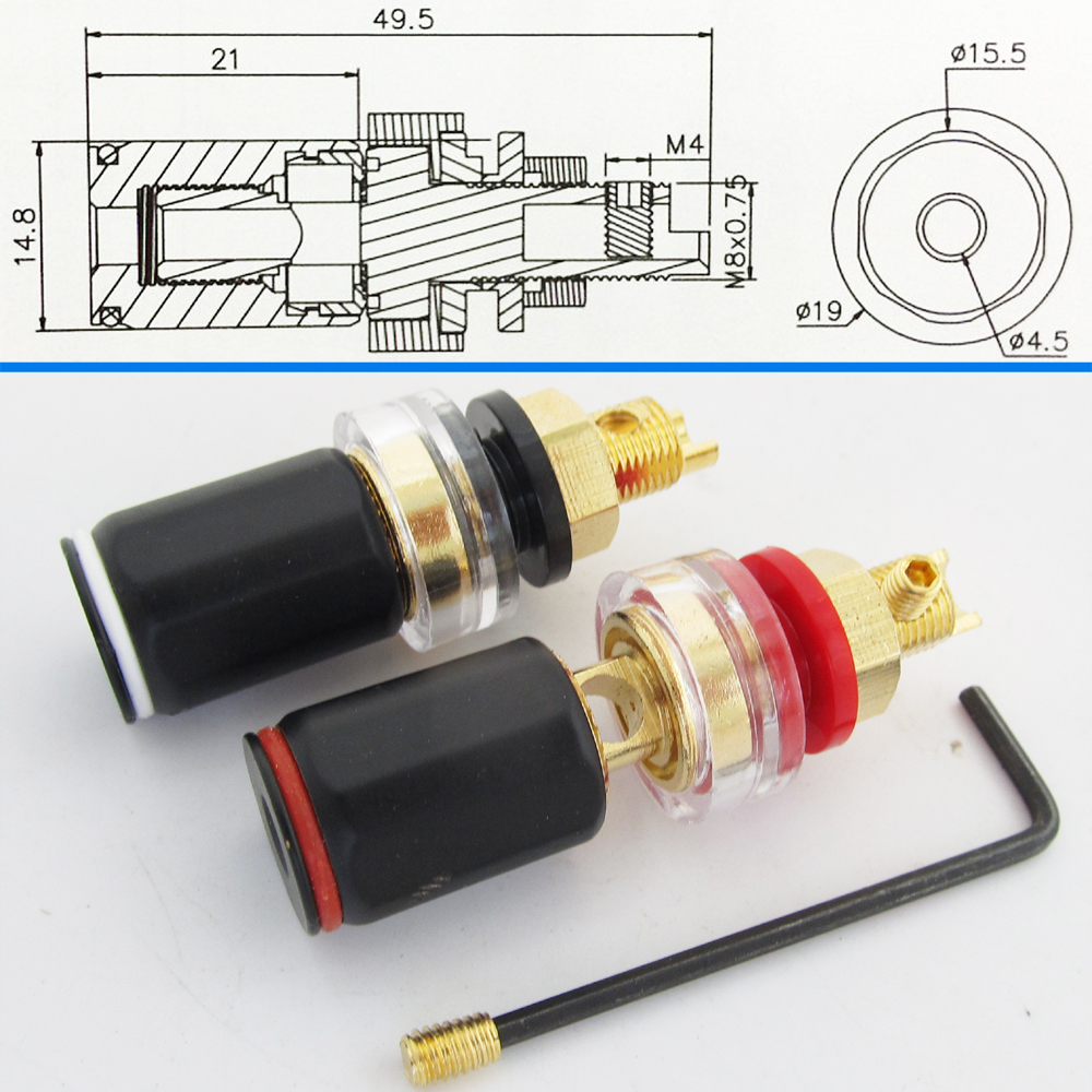 4pcs High Quality Pure Copper HiFi Amplifier Speaker Terminal Binding Post 50mm