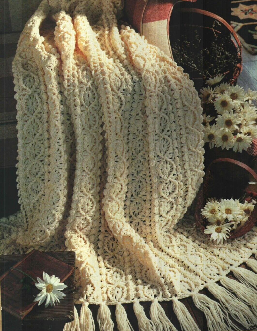ELEGANT DAISY CHAIN AFGHAN HOME DECOR CROCHET PATTERN INSTRUCTIONS