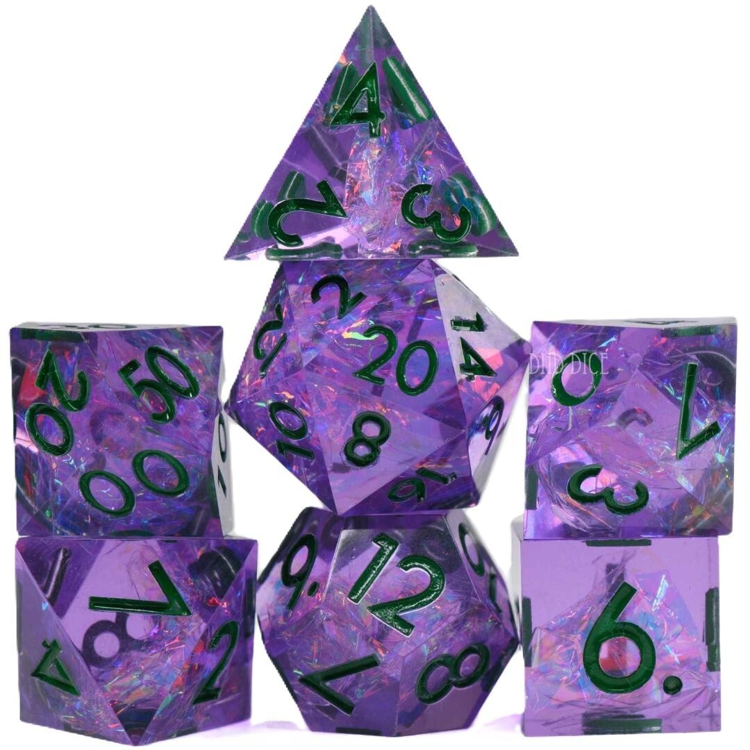 Dice Set - Nightshade - Handmade - 7 Resin Dice