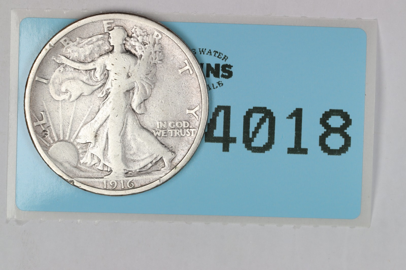 1916 KEY DATE 50C WALKING LIBERTY SILVER HALF DOLLAR RAW-4018