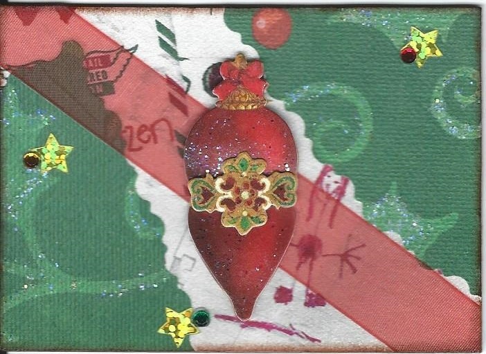 ACEO ATC Art Card Collage Original Christmas Decoration