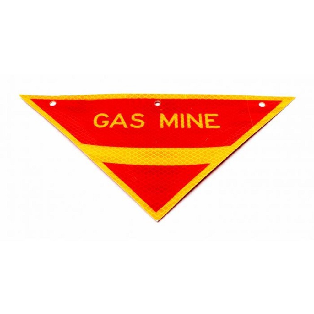 US Military Battlefield Gas Mine Warning Sign - NBC - Triangular 11.5" x 5.75"