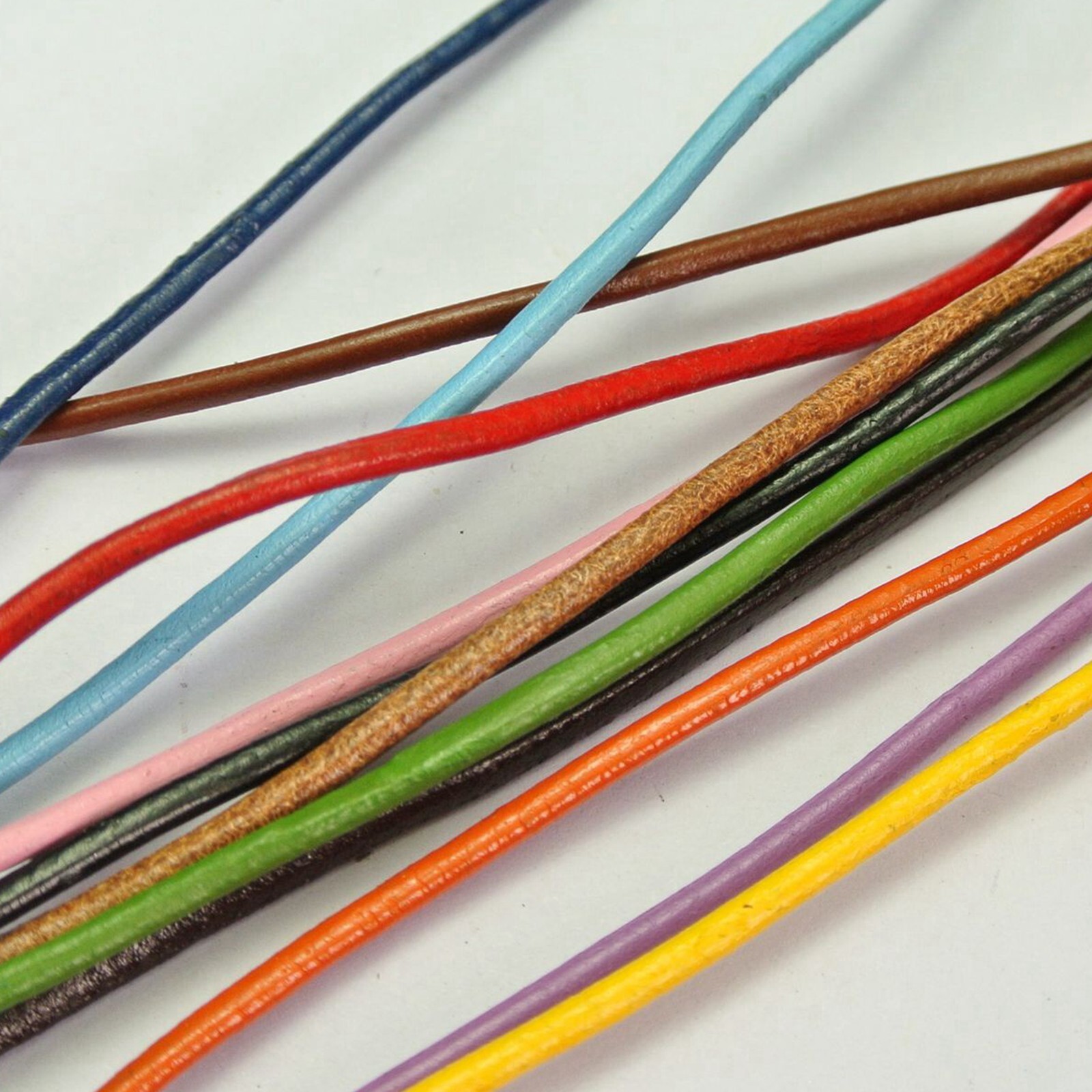 10 Colors x 1.1 Yards Genuine Leather Cord - 2mm Round Jewelry String Bracelet