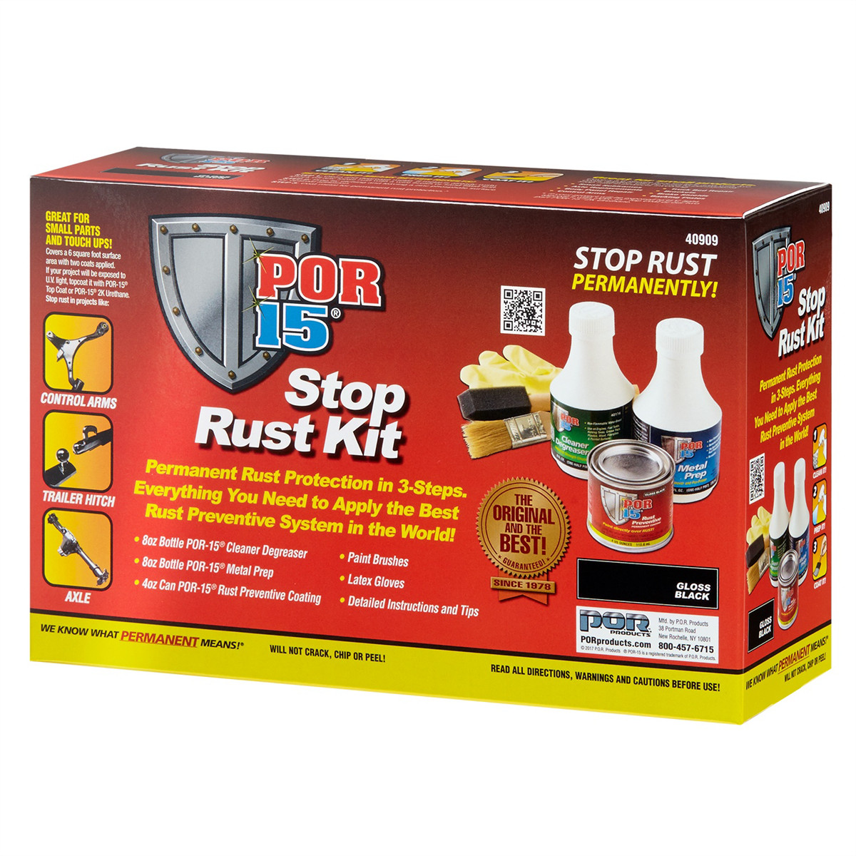 POR-15 INC 40909 Stop Rust Kit, 4 oz, Black, 6 sq-ft Coverage POF.40909