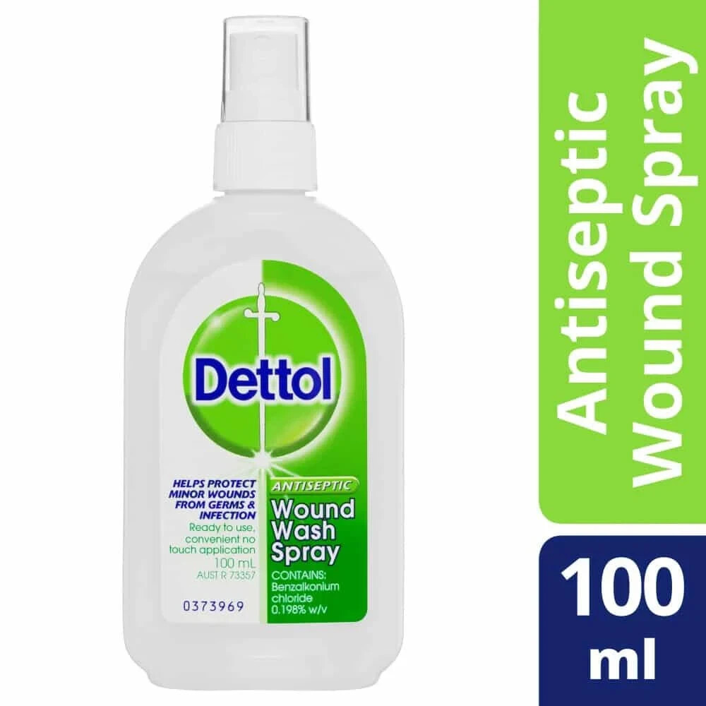 Dettol Antiseptic 100ml Wound Wash Spray Cuts Grazes Skin Abrasions