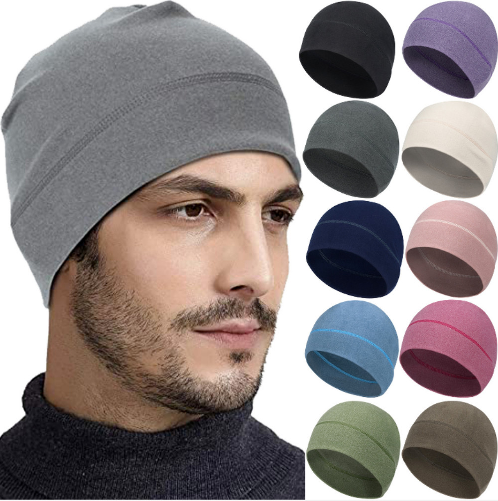 Winter Fleece Windproof Warm Cycling Skull Cap Helmet Liner Running Beanie Hat