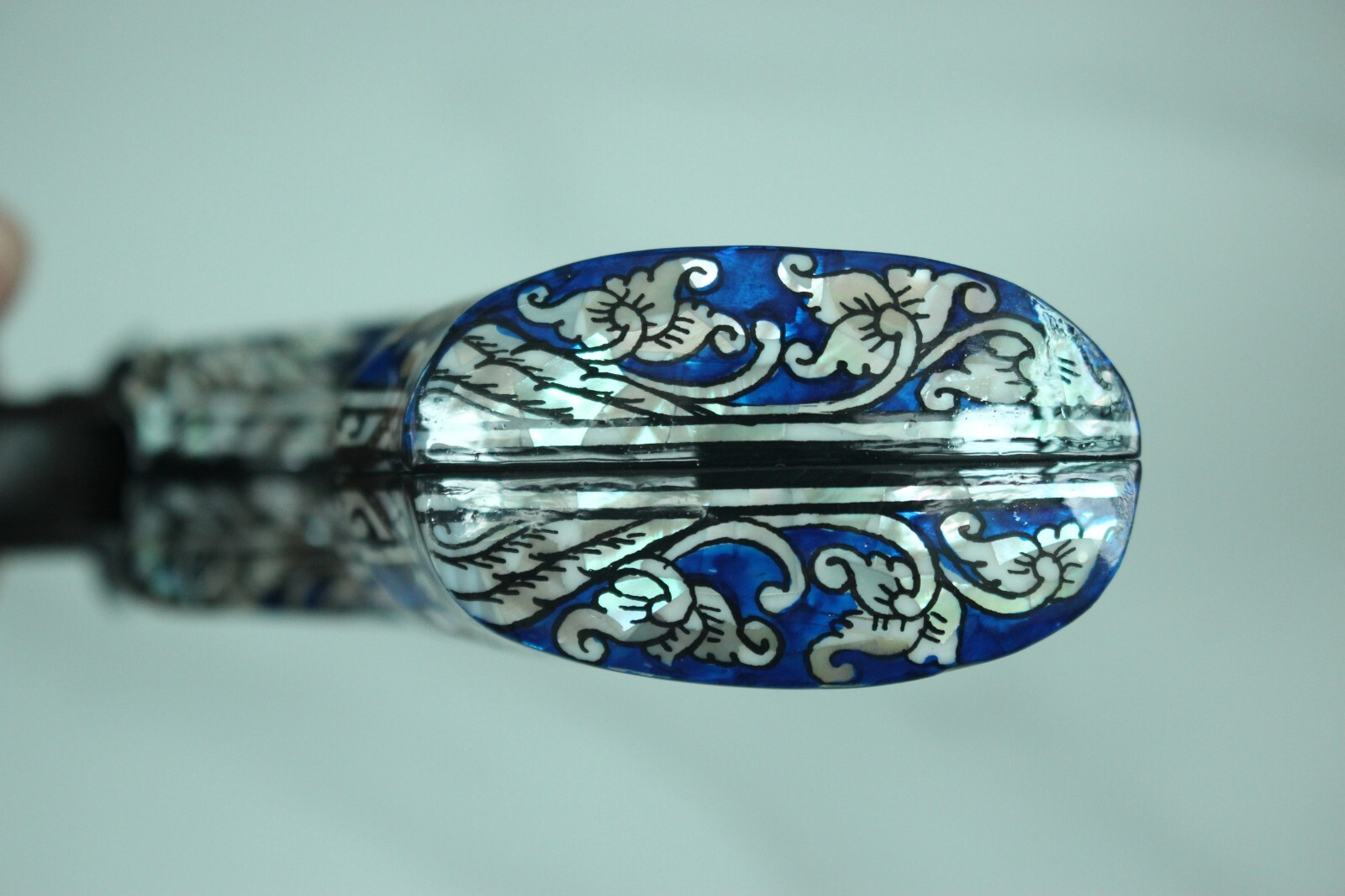 MOTHER OF PEARL GRIPS FOR S&W K, L FRAME SQ/RD BUTT BLUE SKULL ART VITOONMAKERS