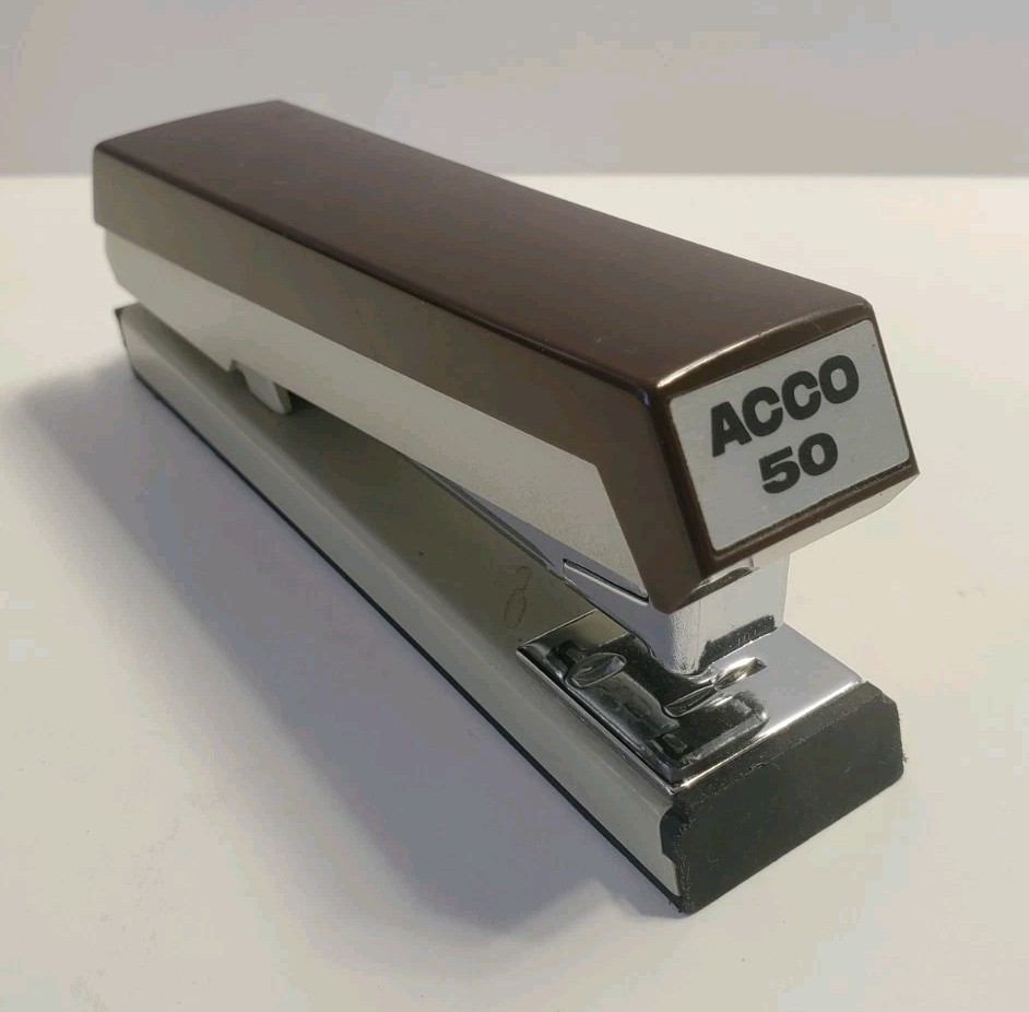 Acco 50 Stapler Brown Business Office Supplies Desk Accessories Vintage USA 6"