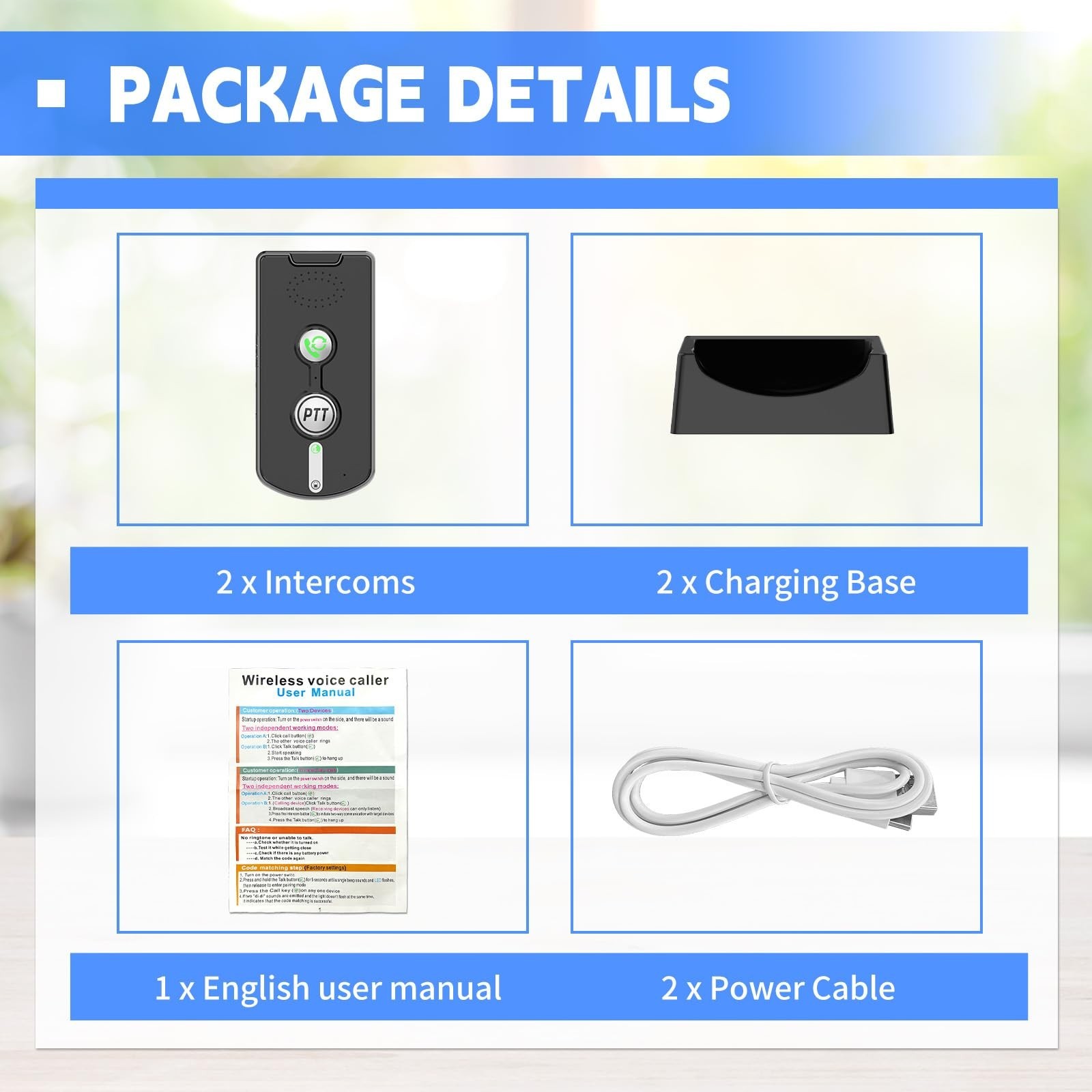 Intercoms Wireless for Home, Room to Room Intercom System with Charging Base,...