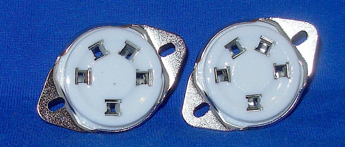 Pair New Ceramic 5 pin Vacuum Tube Sockets for 27, 37, 56, 76, 807, etc