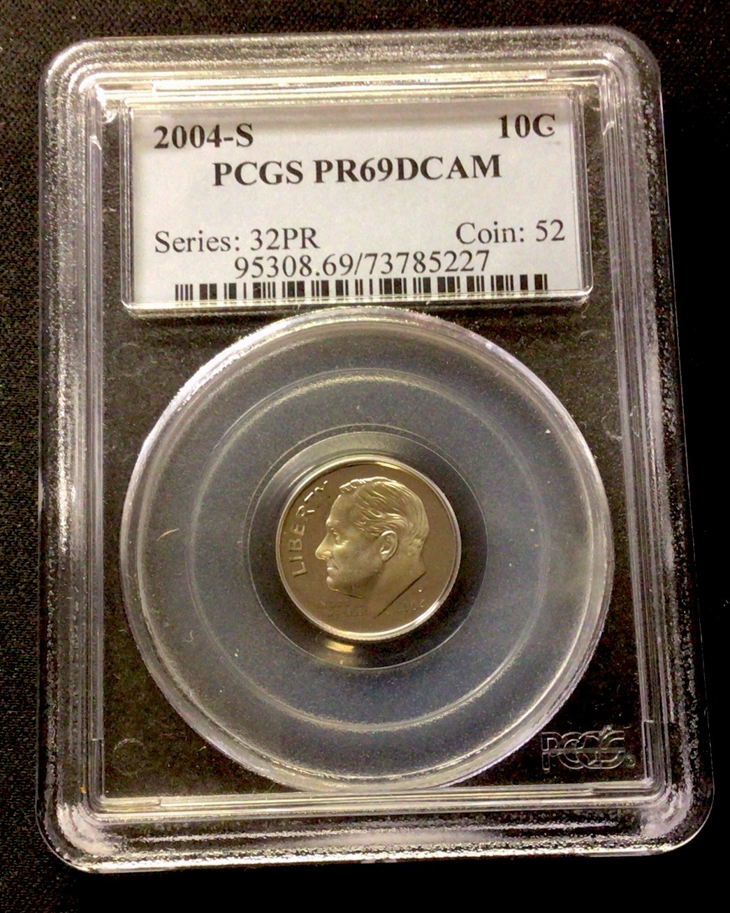 2004 S Roosevelt Dime! Series: 32PR Coin: 52! PCGS PR69DCAM! ENN Coins