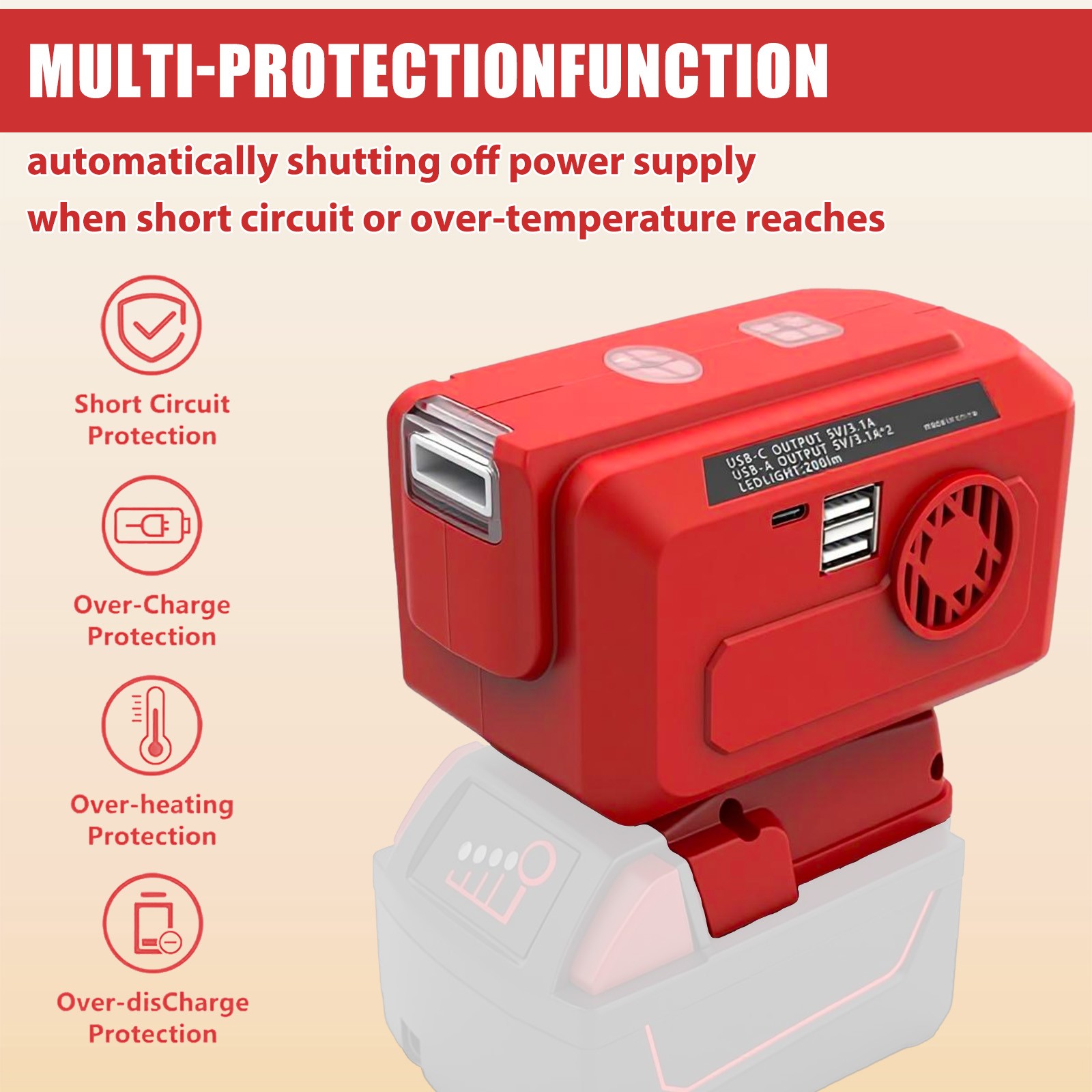 (SALE)Power Inverter Compatible with Milwaukee 18V Battery Inverter AC 110V/220V