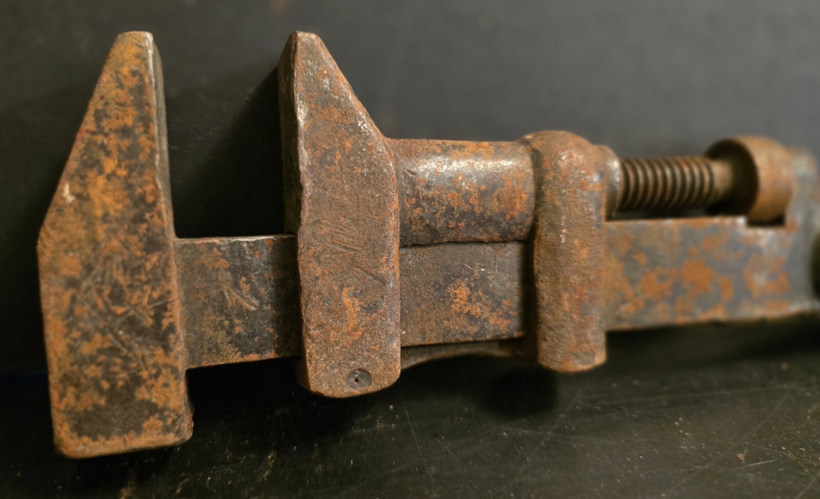 Vintage Antique Wood Handle Unmarked 12" Wrench Adjustable Working Condition