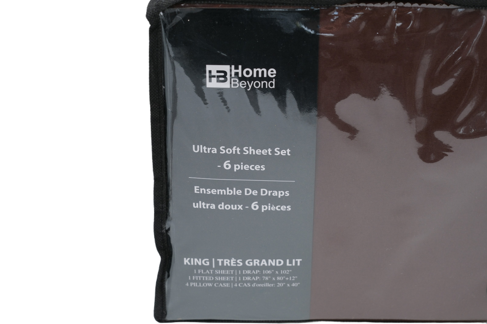 Home Beyond King Sheet Set 6pc Ultra Soft Brown 100% Polyester Deep Pocket