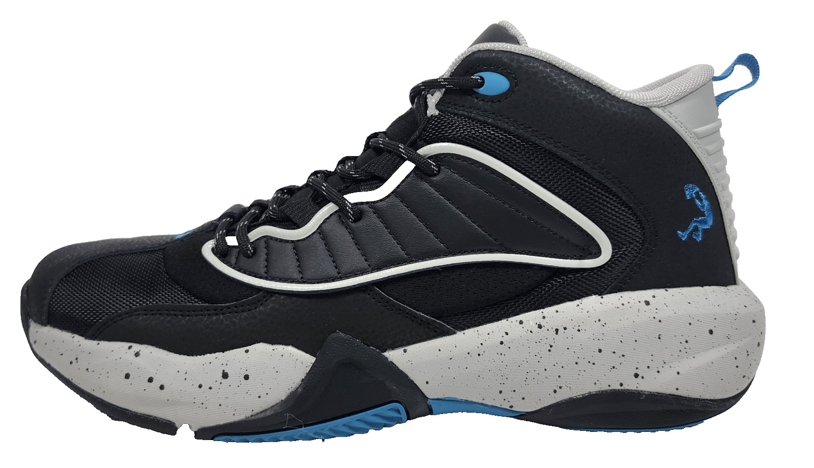 Men's Basketball Shoes Sneakers Size 8 Black Gray Blue Shaq Speed Demon Mid Top