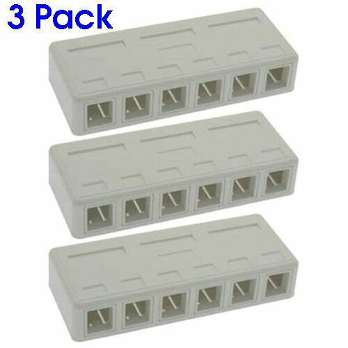 3 Lot 6 Port RJ45 Network Blank Surface Wall Mount Box For Keystone Jack Insert