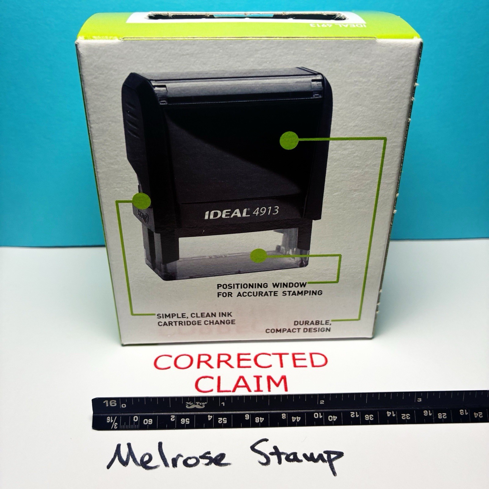 Corrected Claim Rubber Stamp Red Ink Self Inking Ideal 4913