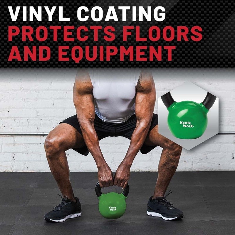Weighted Kettlebell Vinyl Coated Durability Smooth Handle Core Cardio Workout US