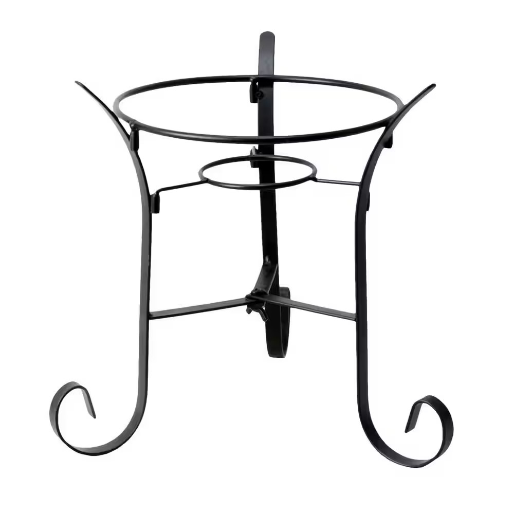 Gazing Globe Stand, Black Iron, 10 In. Tall Garden Decoration, Lawn, Yard