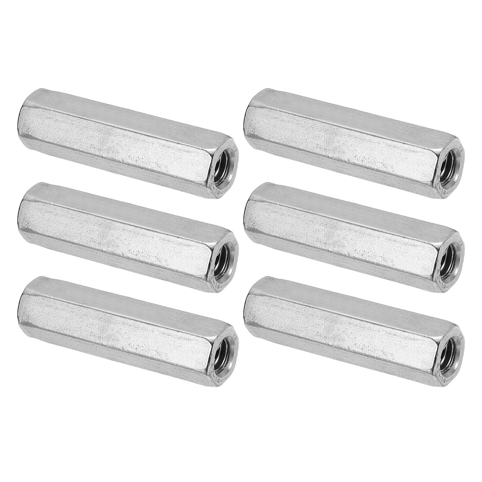 6Pcs M8 x 1.25-Pitch 60mm Length 304 Stainless Steel Coarse Hex Coupling Nut
