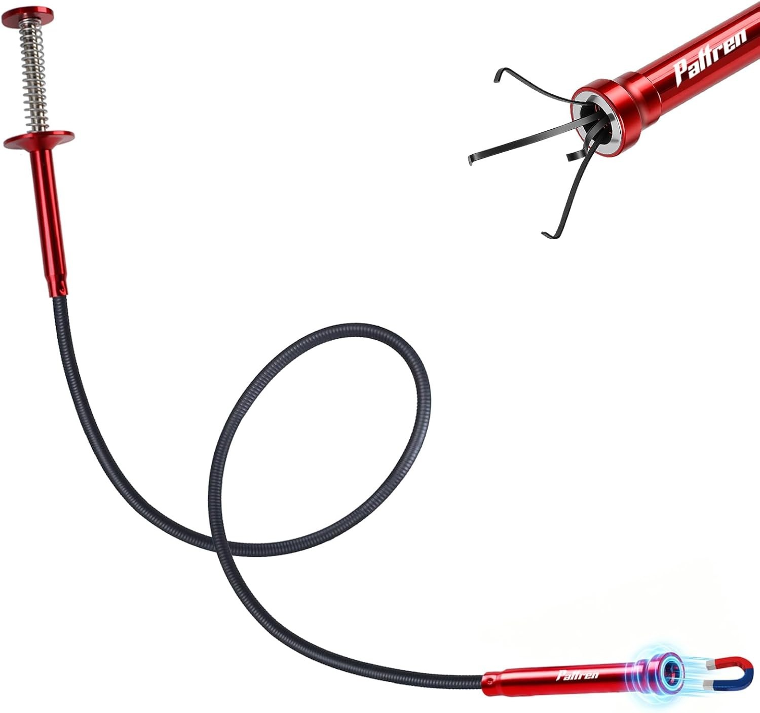 24in Flexible 4 Claw Magnetic Pickup Tool Grabber Reacher Magnet Retriever Red