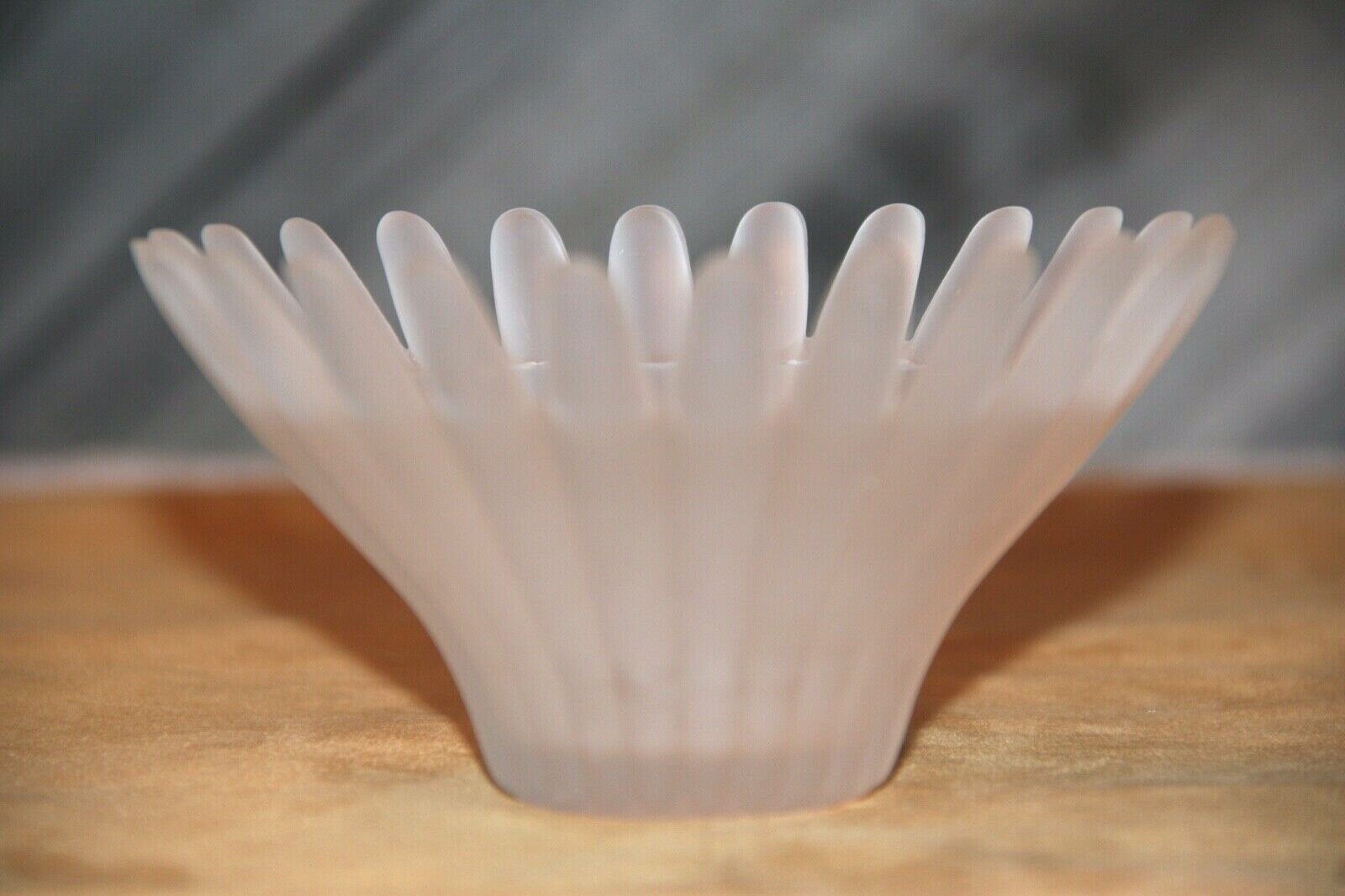 FROSTED GLASS FLOWER CANDY DISH ... 3" TALL 5 1/4" ACROSS TOP