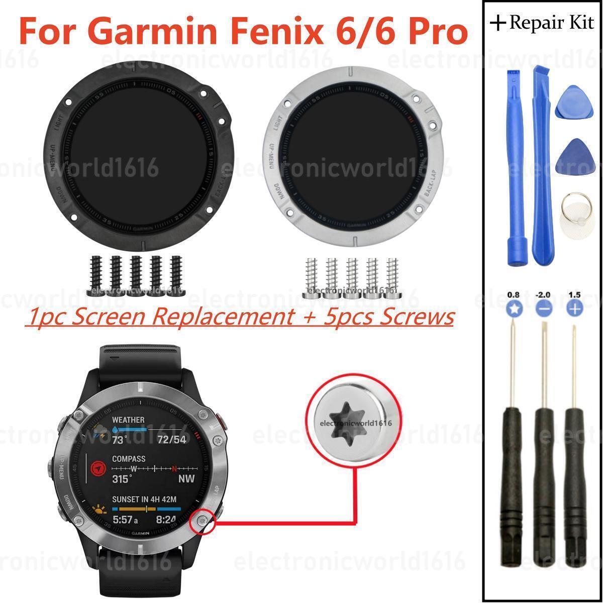 For Garmin Fenix 6/6 Pro Sport Watch LCD Display Glass Repair Parts With Screws
