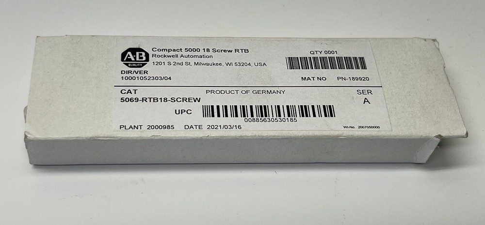 New Sealed AB 5069-RTB18-SCREW Compact 5000 18-Screw in box US FAST