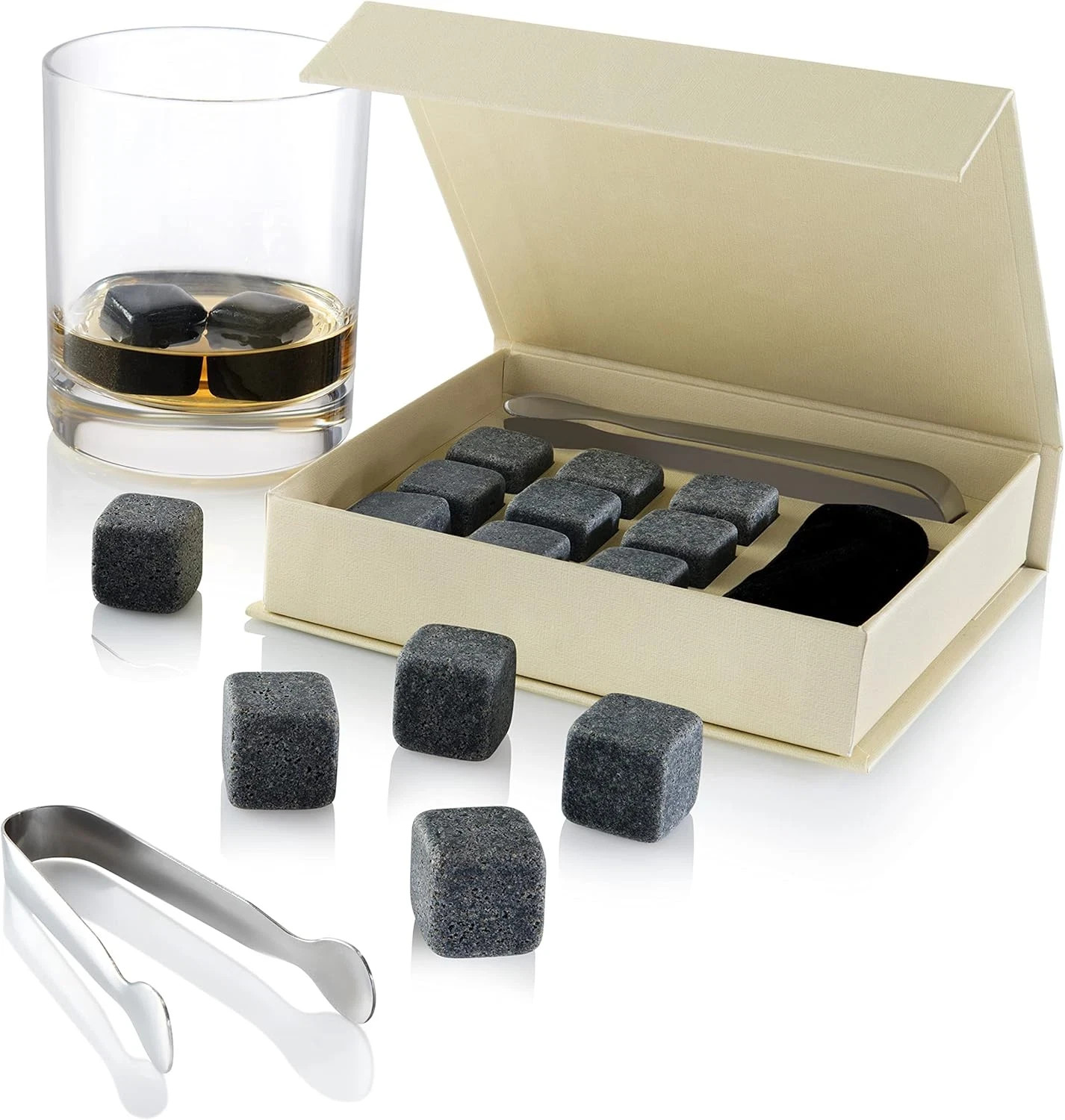 Set of 9 Grey Beverage Chilling Stones Chill Rocks Whiskey Stones NIB