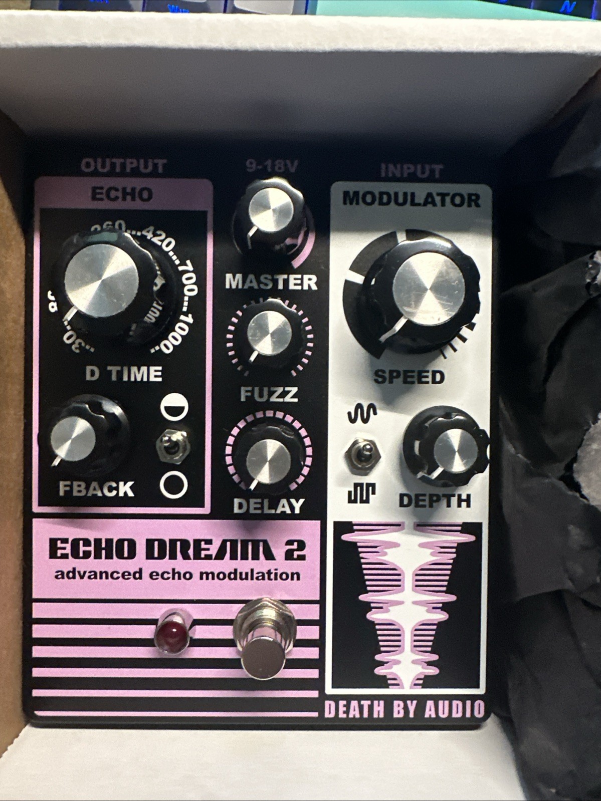 DEATH BY AUDIO Echo Dream 2 Delay Effects Pedal Purple