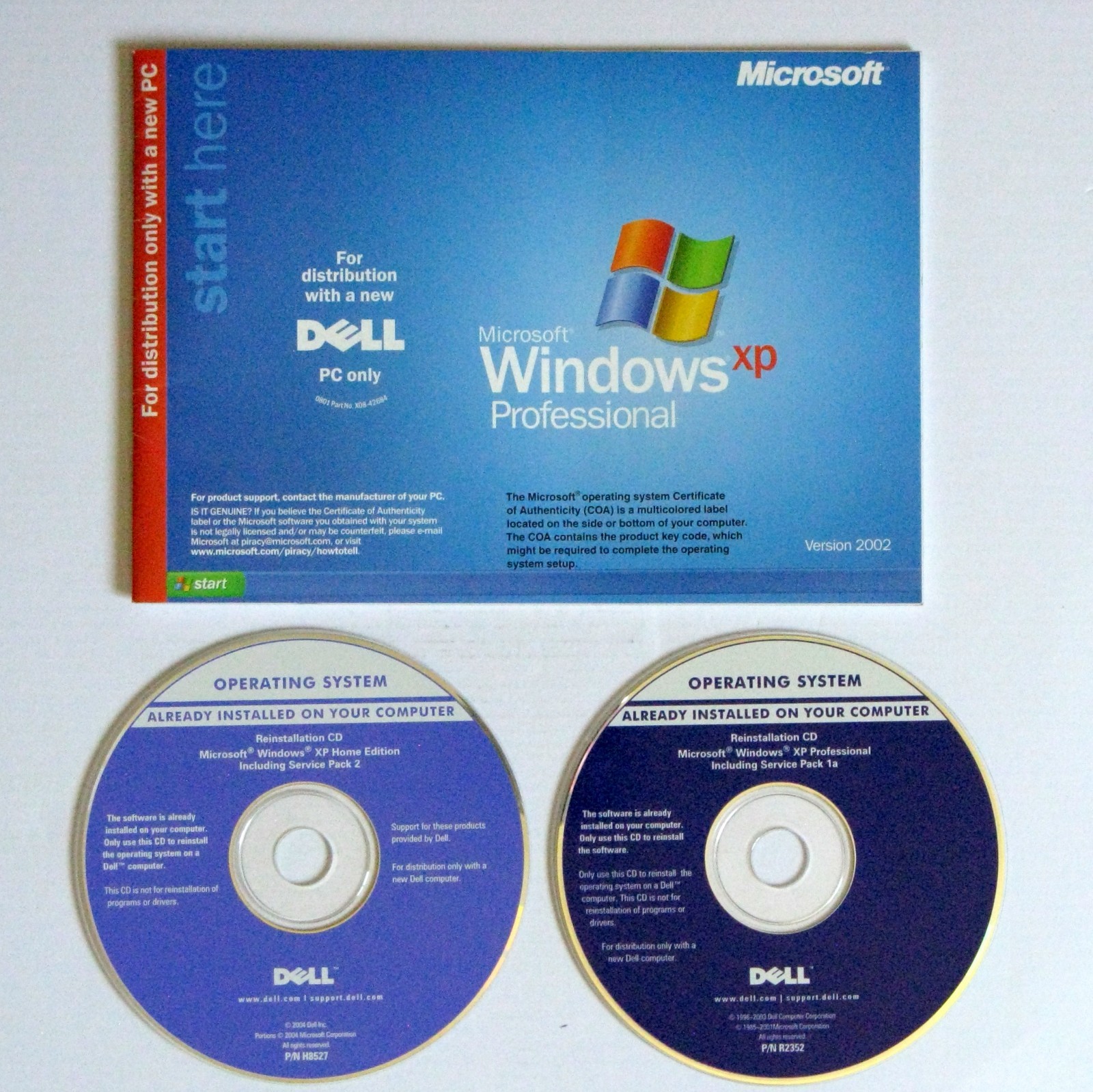 Dell XP Professional & Home with Support CDs  & Start Here Manual, No COA Keys