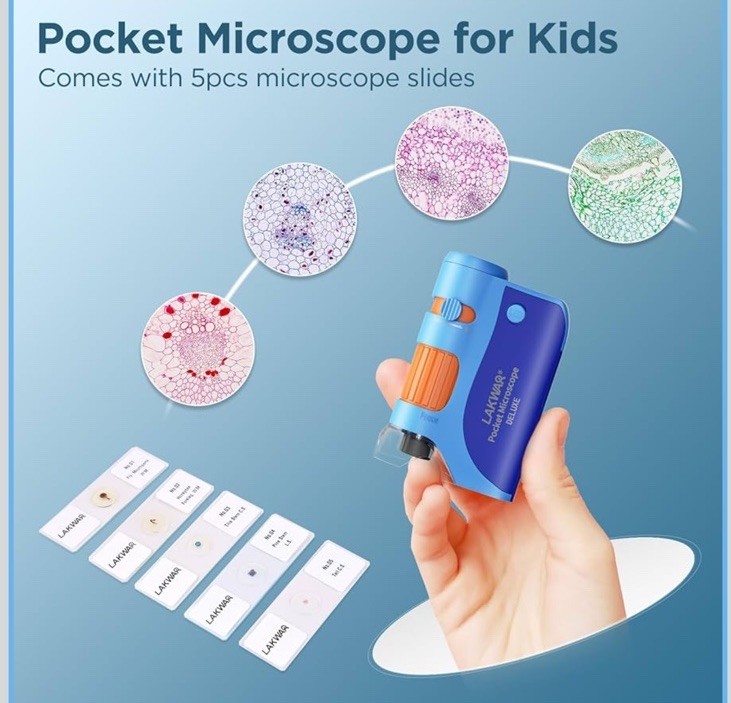 LAKWAR Mini Pocket Microscope 60x–120x, Portable Handheld, New & Sealed