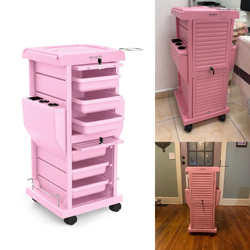 TASALON Ultimate Lockable Salon Trolley Cart Space Saving Mobile Storage 6Drawer