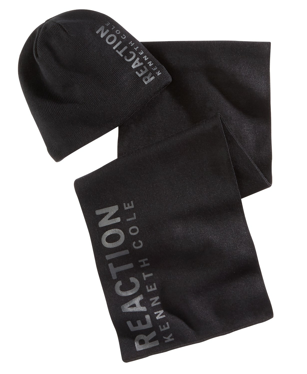 $148 Kenneth Cole Reaction Men'S Black Logo Knit Warm Winter Scarf (Scarf Only)