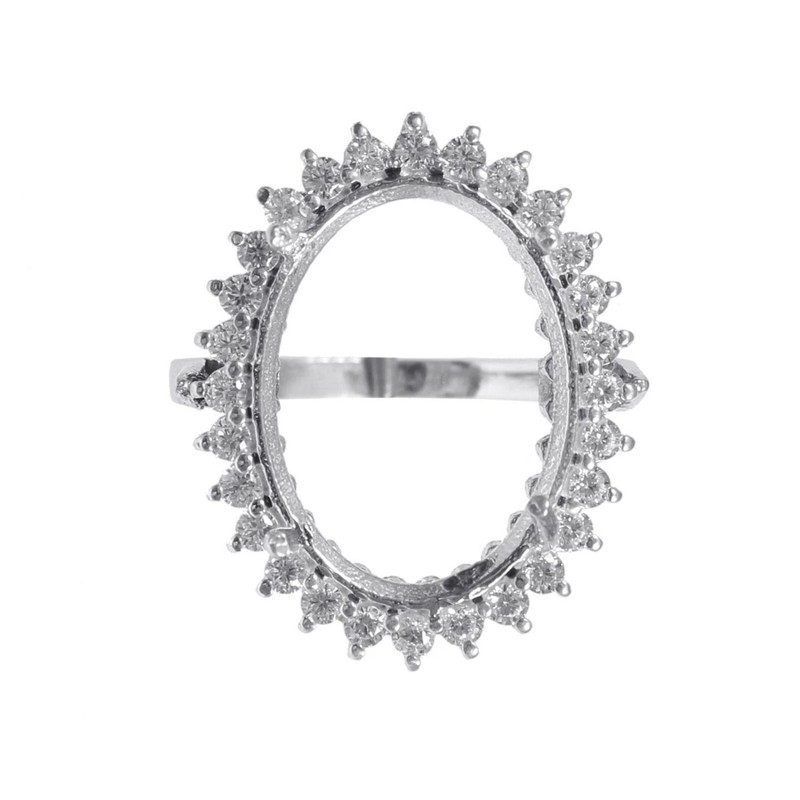 Semi Mount Ring Stone Setting Size 16X12 MM Oval Shape 925 Sterling Silver Ring