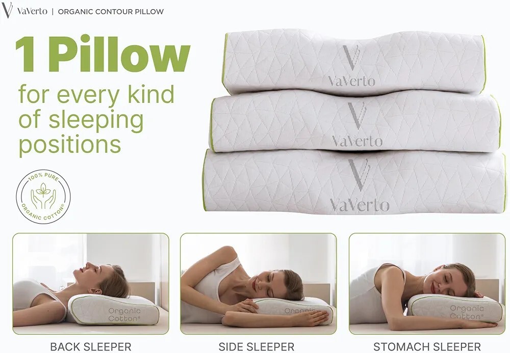Adjustable Contour Memory Foam Pillow - Standard Size - Orthopedic Neck Support,