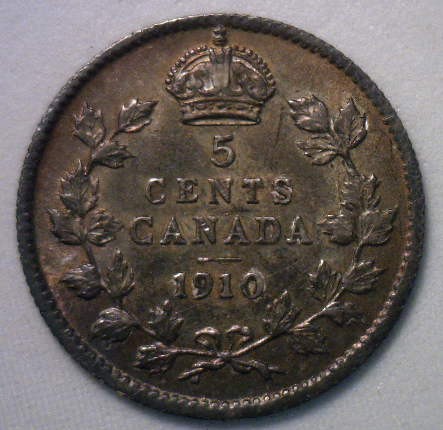 1910 Edward VII Five Cent Canada Nickel Coin AU Canadian 5 Cents
