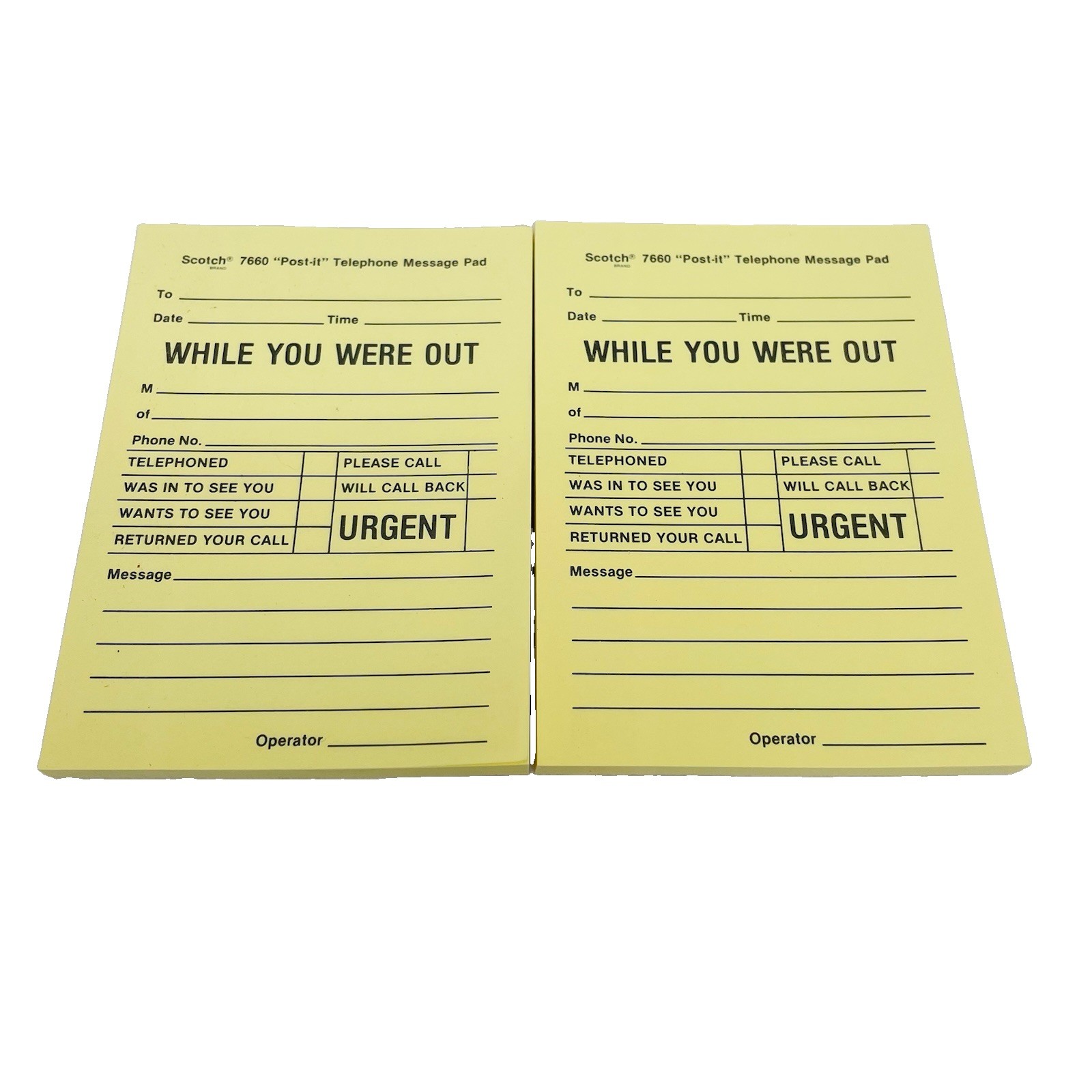 While You Were Out Telephone Message Notepad Post-it Pad Lot of 2 Secretary VTG